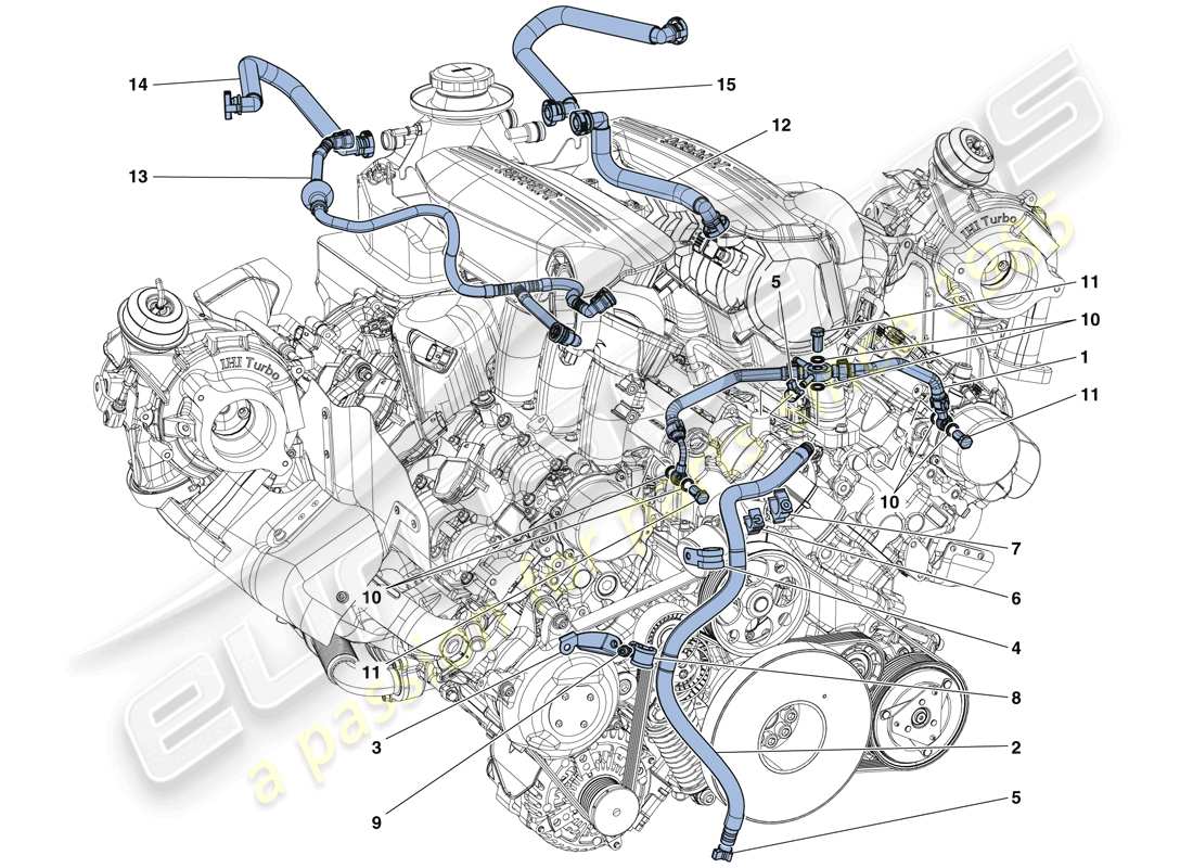 ein Teilediagramm aus dem Ferrari 488 Spider (USA) Teilekatalog
