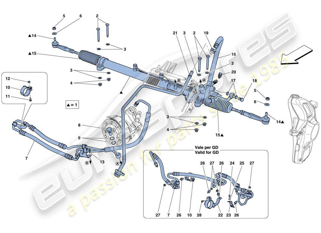 ein Teilediagramm aus dem Ferrari F12 Berlinetta (RHD) Teilekatalog