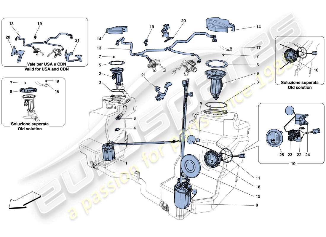 eine teilezeichnung aus dem ferrari 458 italia (usa) teilekatalog