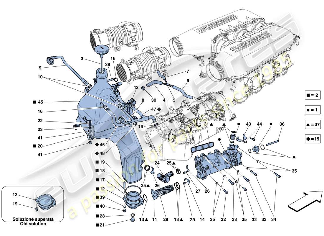 ein Teilediagramm aus dem Ferrari 458 Italia (RHD) Teilekatalog