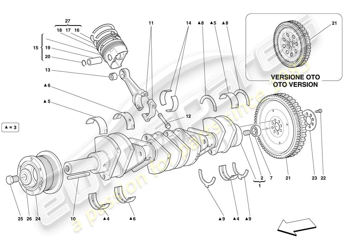 ein Teilediagramm aus dem Ferrari 612 Scaglietti (USA) Teilekatalog