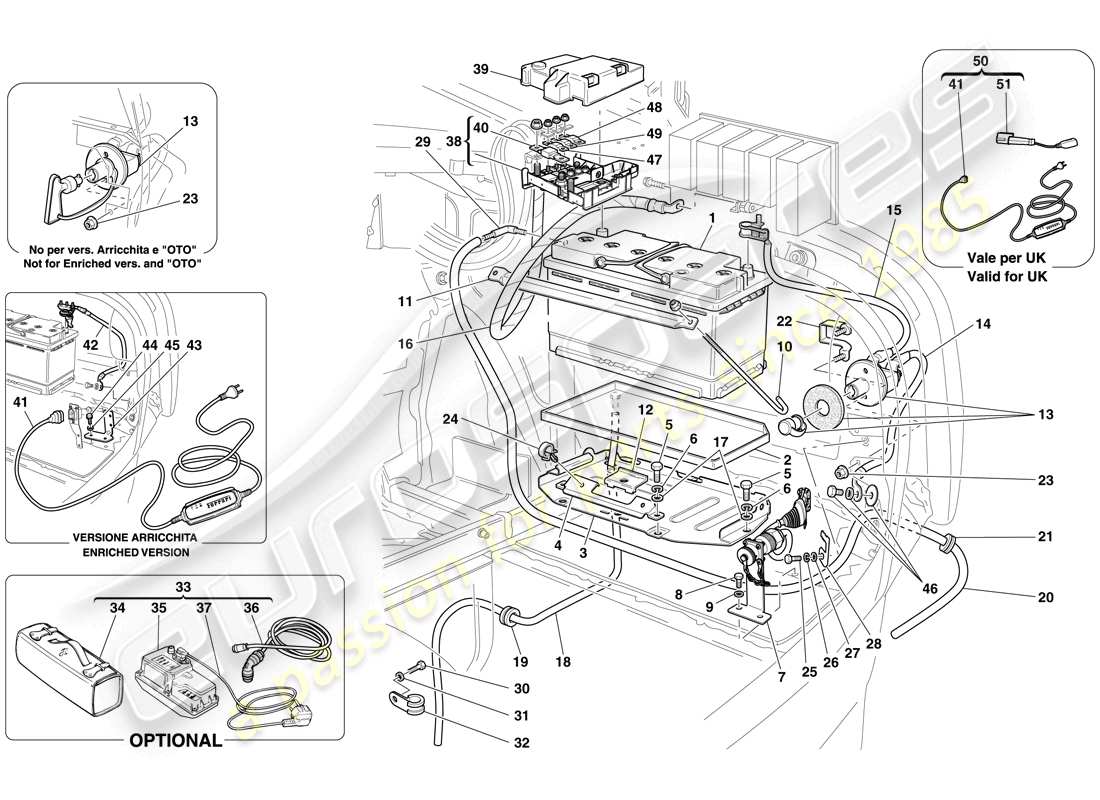eine Ersatzteilzeichnung aus dem Ferrari 612 Sessanta (RHD) Ersatzteilkatalog
