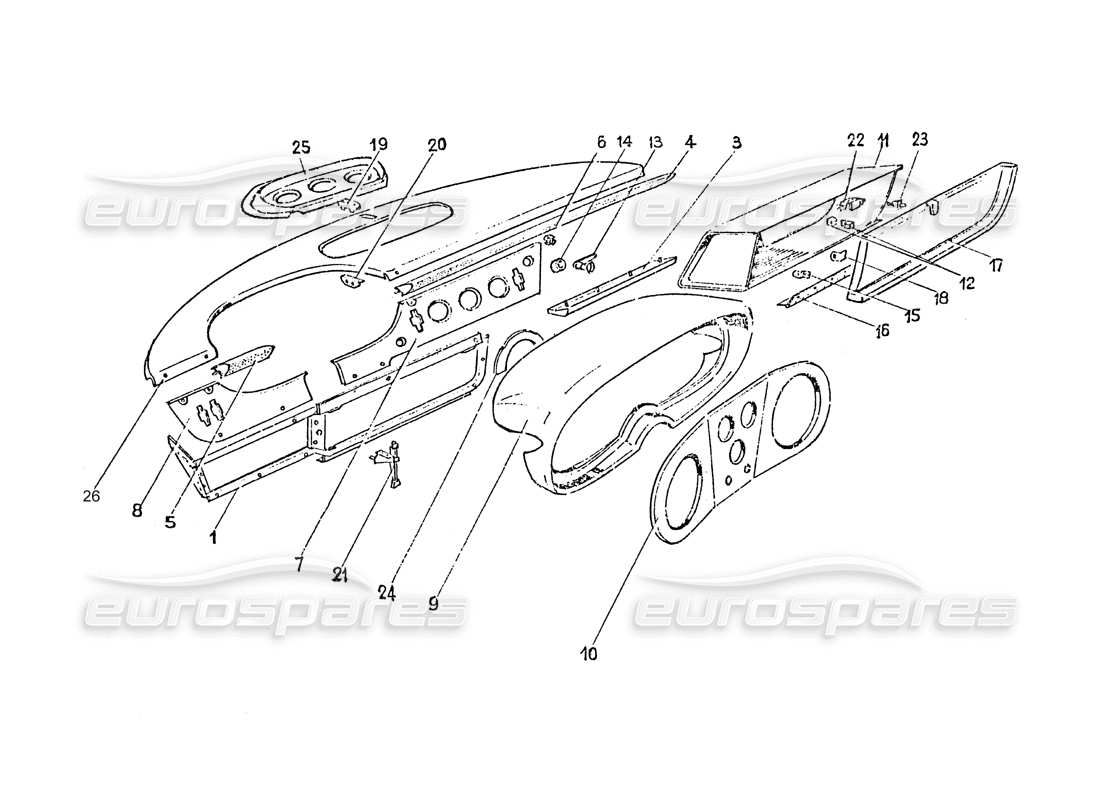 eine teilezeichnung aus dem ferrari 365 gt 2+2 (coachwork) teilekatalog