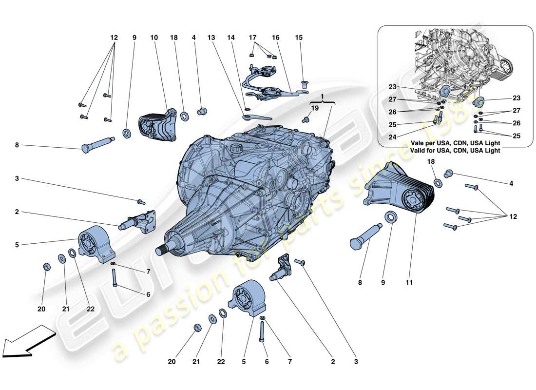 ein Teilediagramm aus dem Ferrari GTC4 Lusso (USA) Teilekatalog