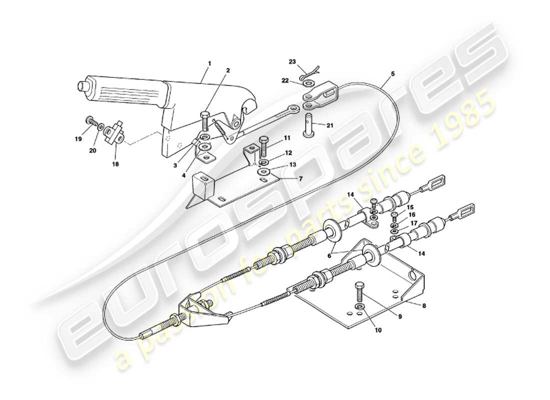 aston martin v8 volante (1999) handbremse ersatzteildiagramm