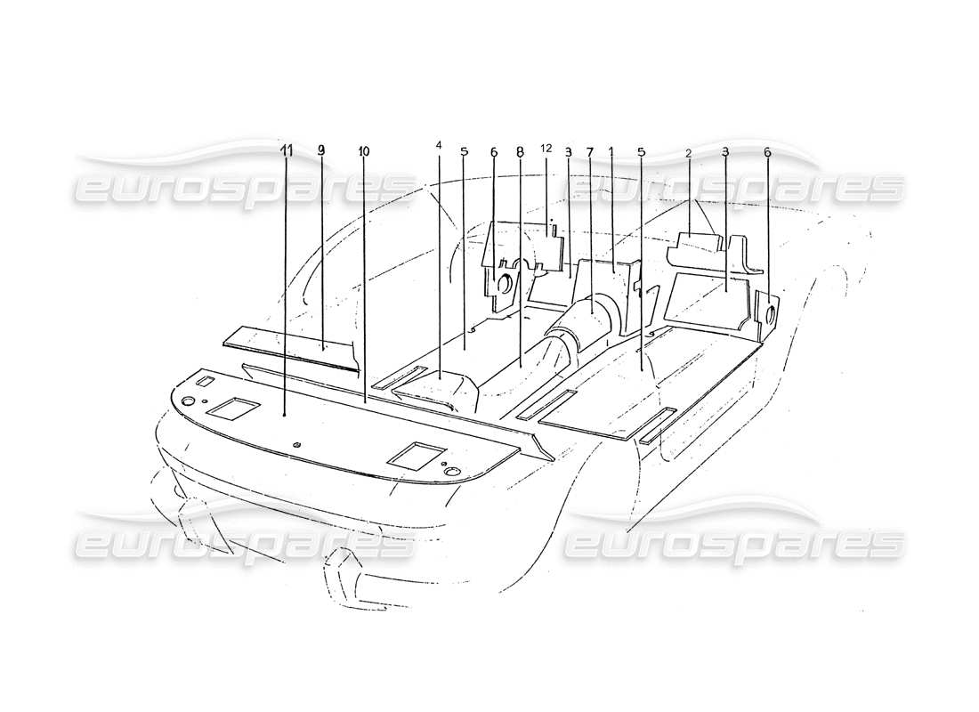 ferrari 330 gtc (coachwork) innere unterteppiche (isolanti) - teilediagramm