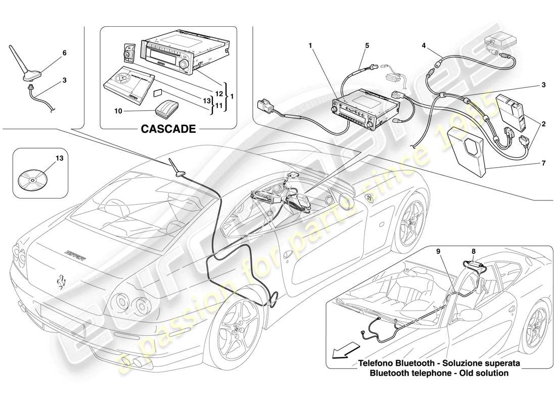 ferrari 612 scaglietti (rhd) pro online telefon-gps-modul teilediagramm