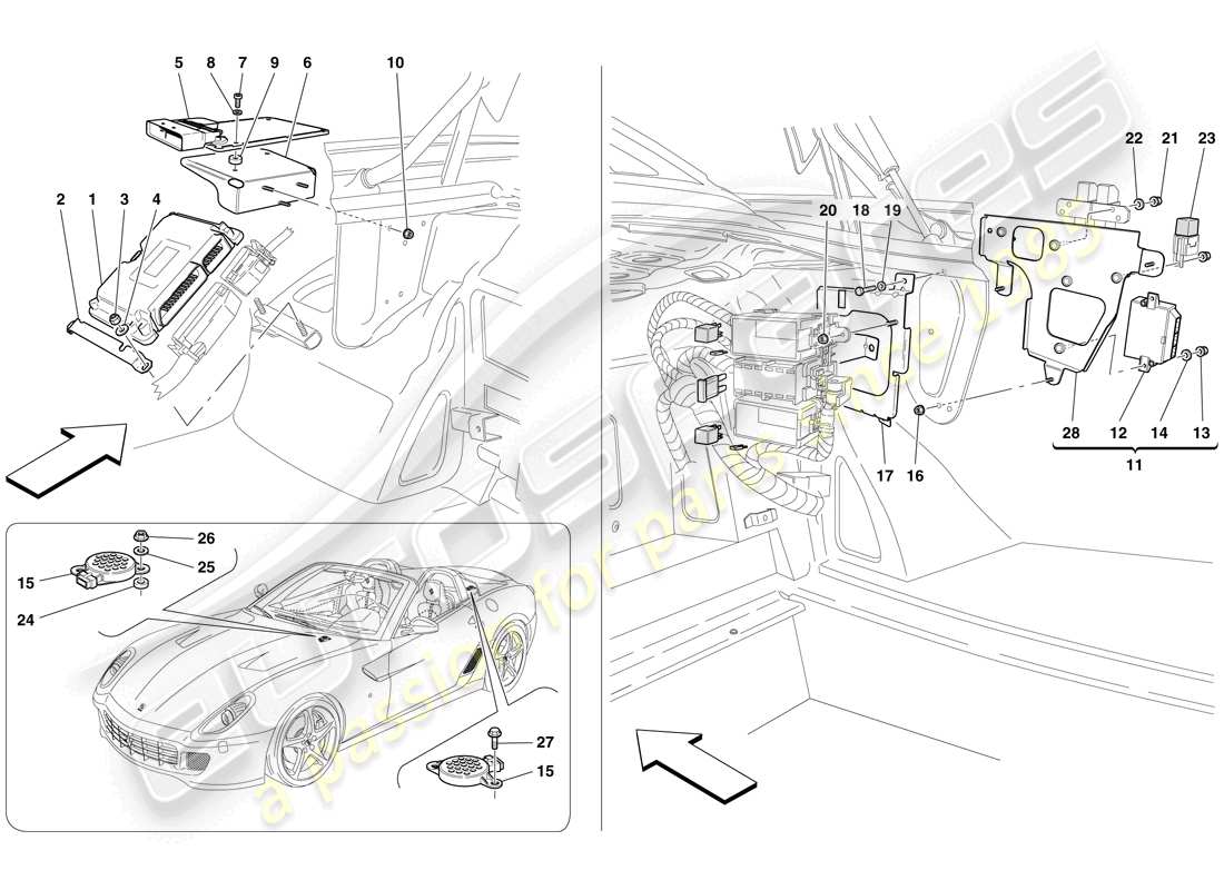 ferrari 599 sa aperta (europe) teilediagramm für ecus im gepäckraum