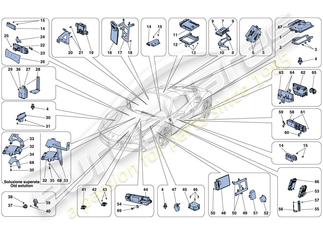 ferrari 488 spider (europe) teilediagramm für fahrzeug-ecus