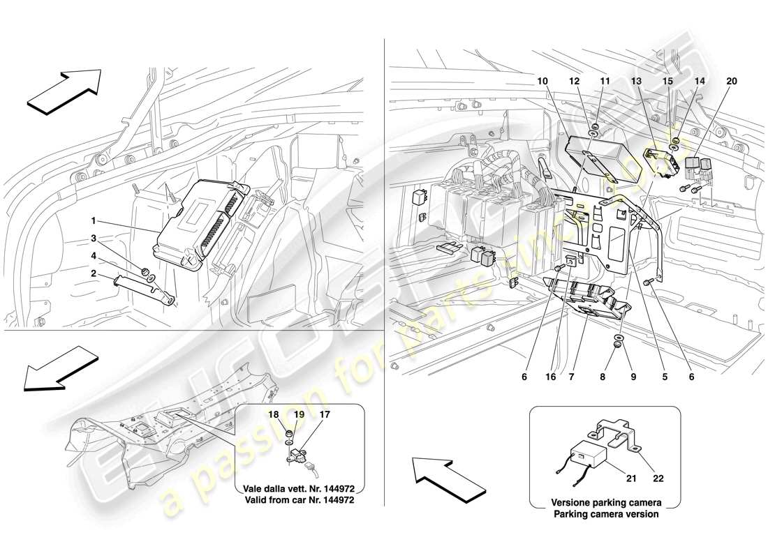 ferrari 612 scaglietti (usa) teilediagramm für ecus im gepäckraum