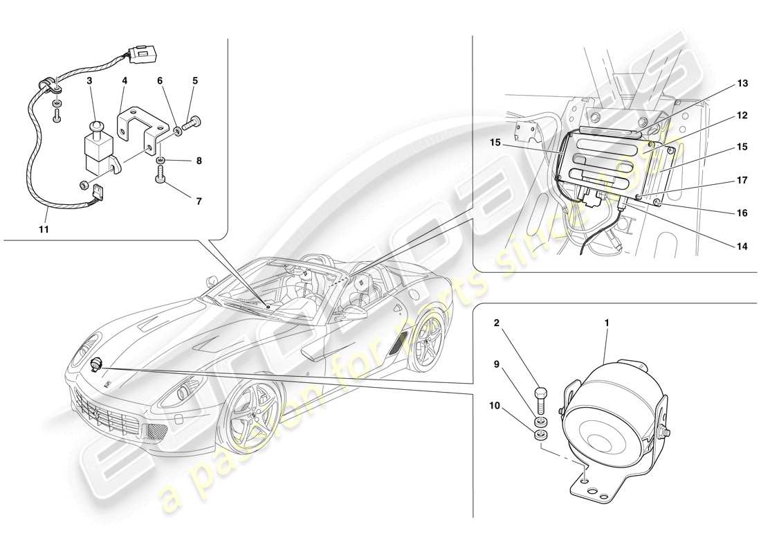 ferrari 599 sa aperta (europe) diebstahlsicherung - steuergeräte und geräte - teilediagramm