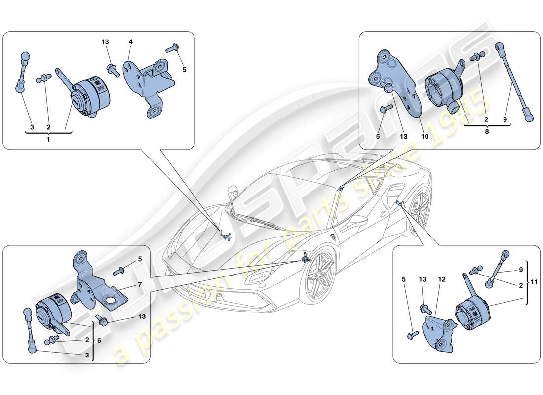 ferrari 488 gtb (rhd) elektronisches management (federung) ersatzteildiagramm
