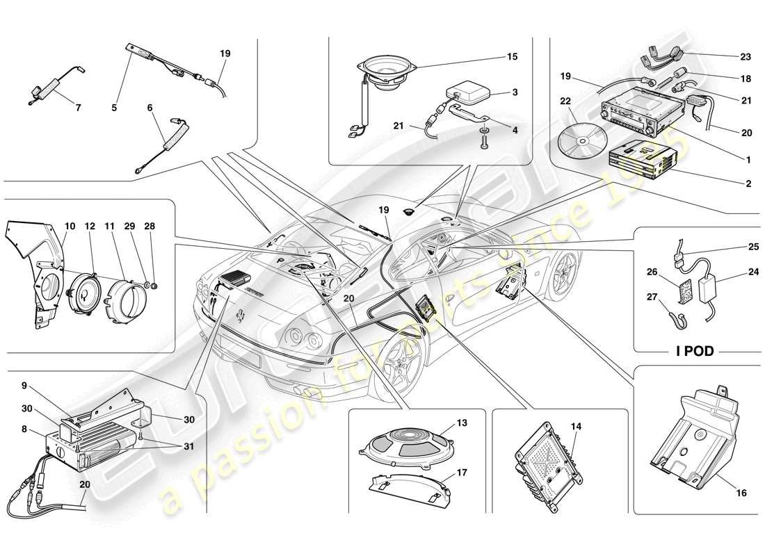 ferrari 612 scaglietti (usa) audio - gps-system teilediagramm