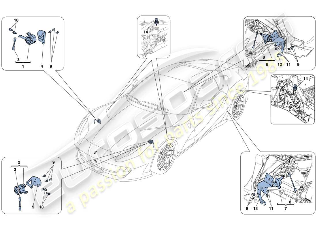 ferrari 812 superfast (rhd) elektronisches management (federung) ersatzteildiagramm