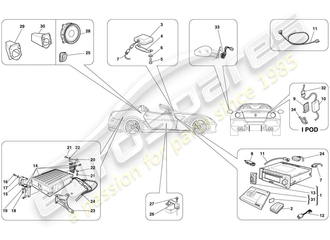 ferrari 599 sa aperta (europe) hifi-system - teilediagramm