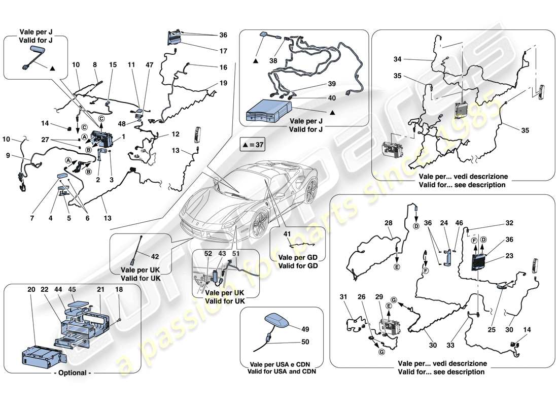 ferrari 488 spider (rhd) infotainmentsystem - teilediagramm