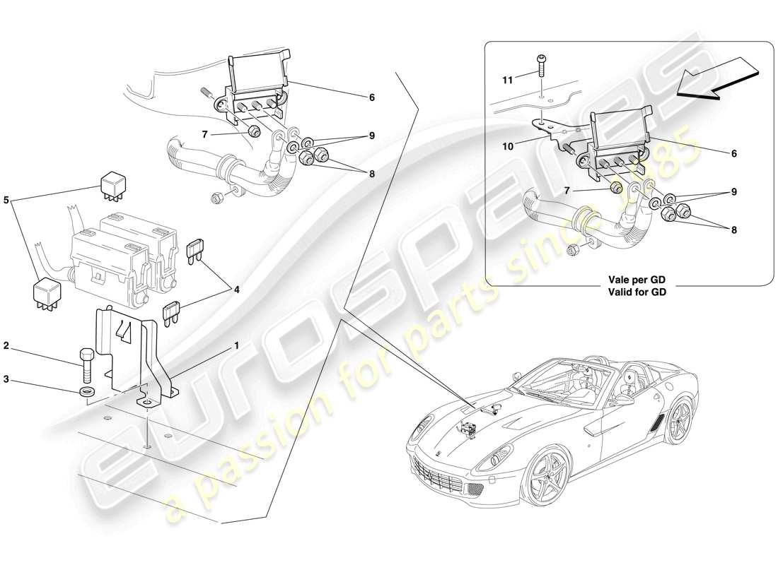 ferrari 599 sa aperta (europe) motorraum-steuergeräte teilediagramm