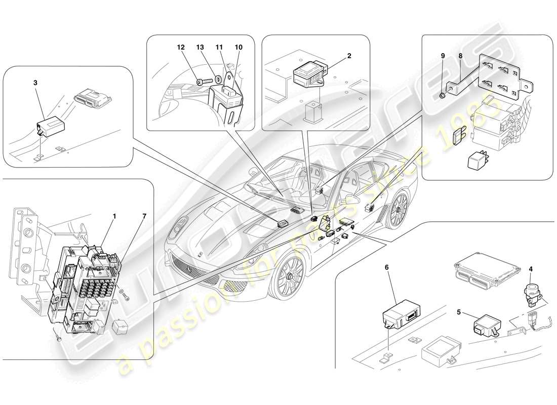 ferrari 599 gto (usa) steuergeräte für den fahrgastraum teilediagramm