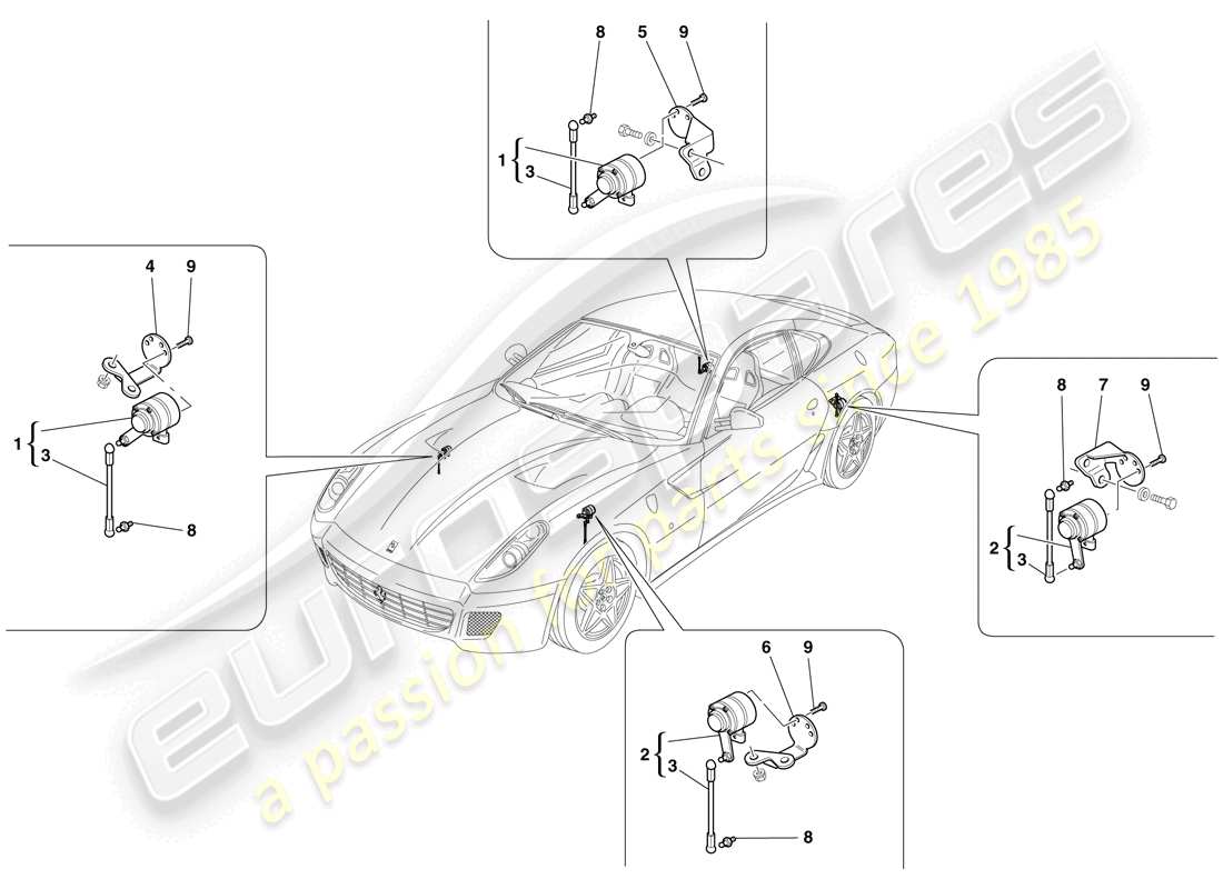 ferrari 599 gtb fiorano (rhd) bewegungssensor teilediagramm