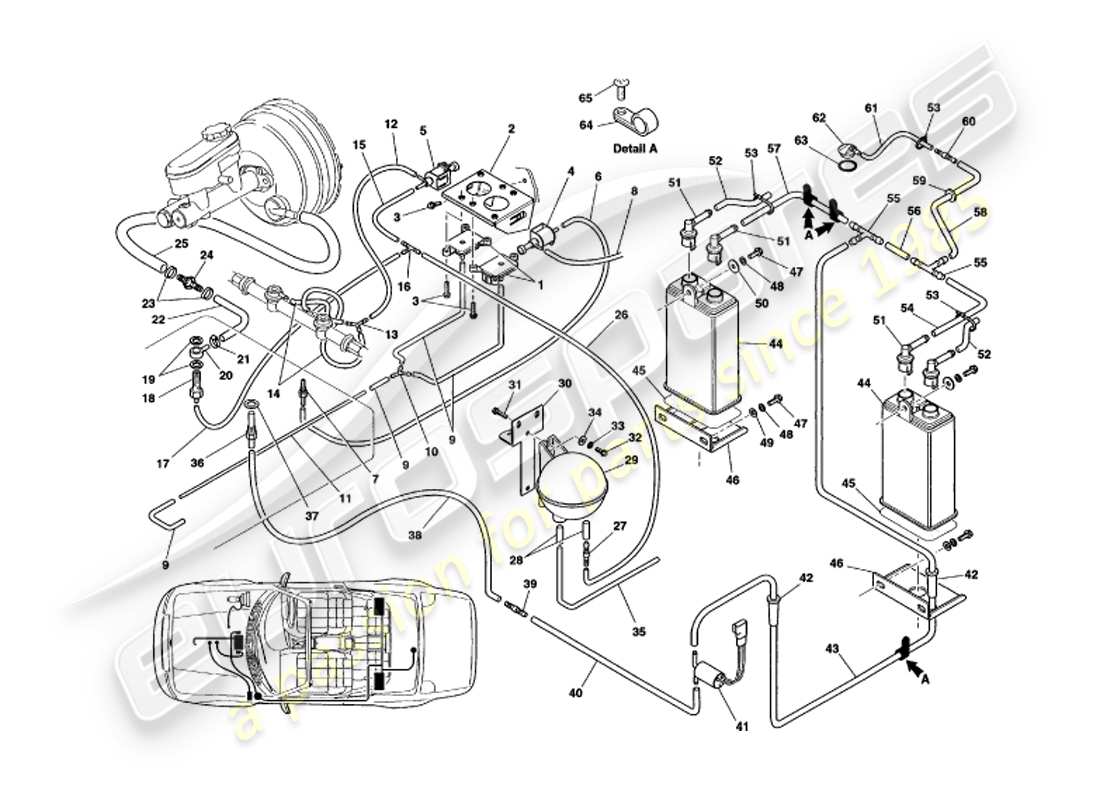 aston martin v8 volante (1999) vakuumsystem teilediagramm