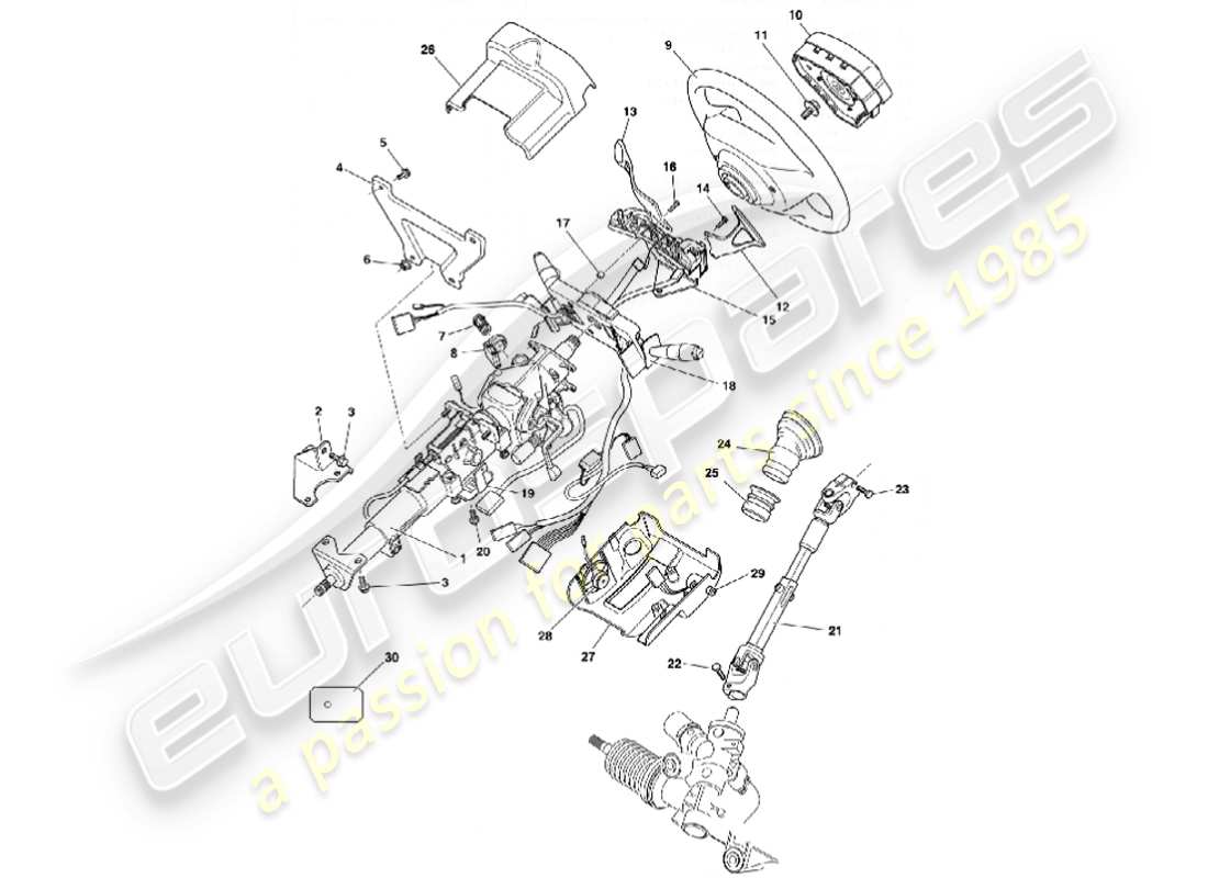 aston martin vanquish (2002) lenksäule ersatzteildiagramm