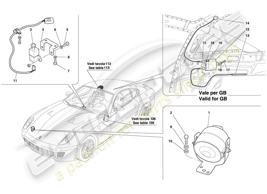 ferrari 599 gtb fiorano (europe) steuergeräte und geräte für diebstahlsicherungssysteme teilediagramm