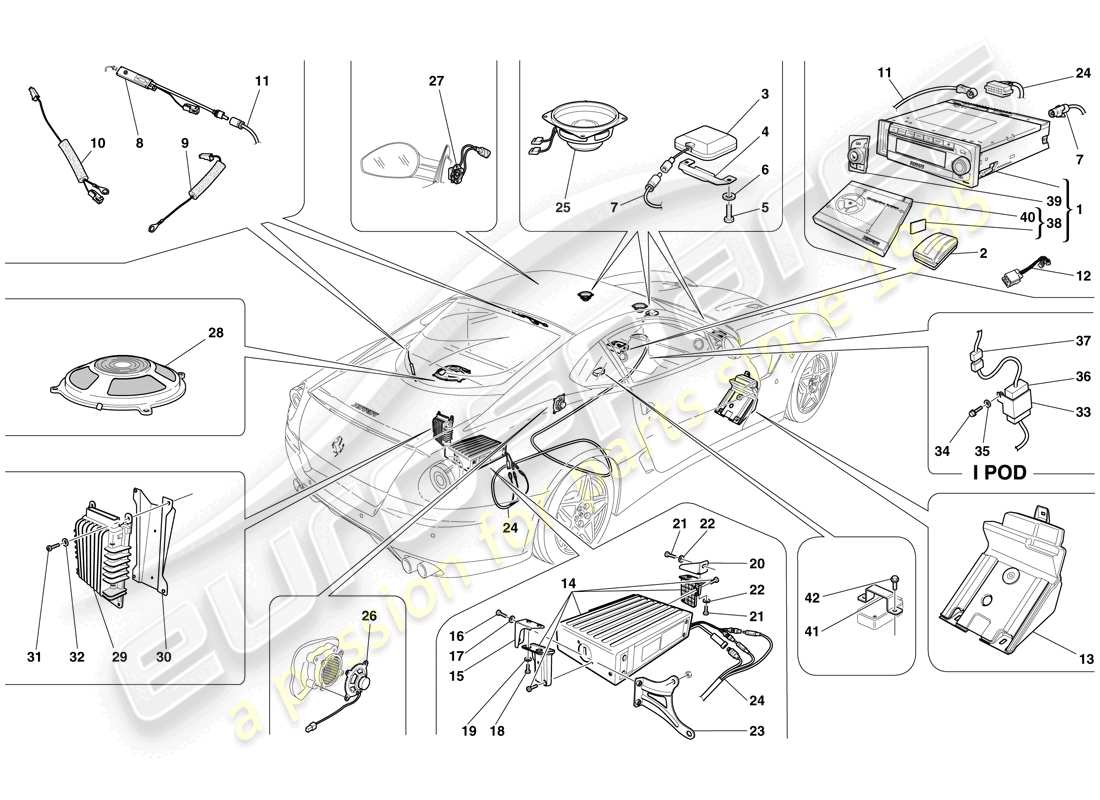 ferrari 599 gtb fiorano (rhd) hifi-system - teilediagramm