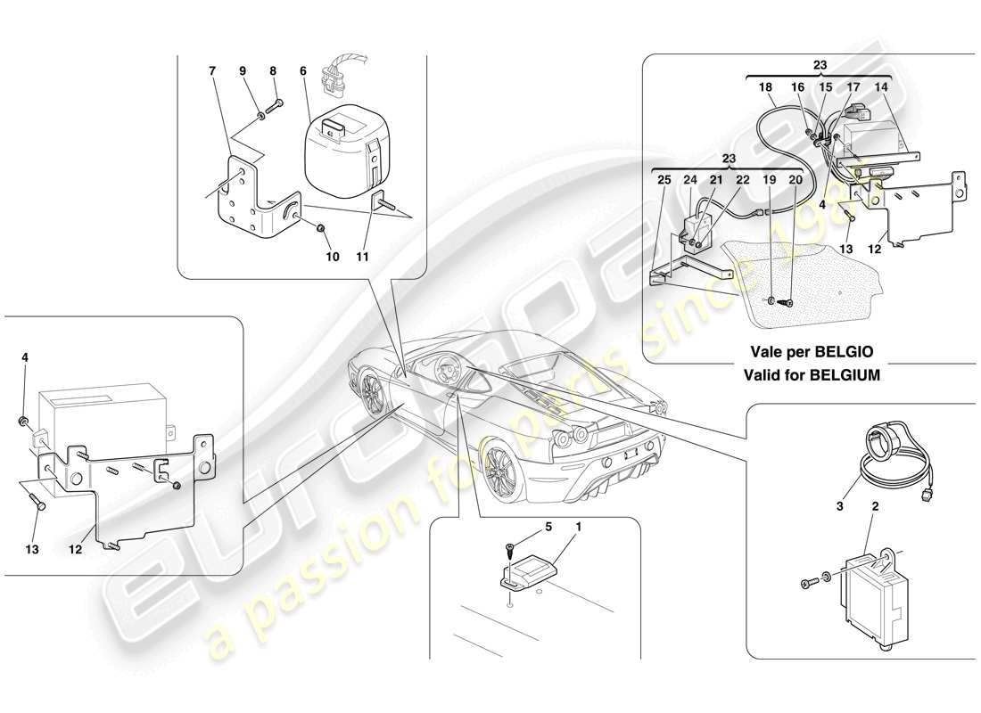 ferrari f430 scuderia (usa) diebstahlsicherung - steuergeräte und geräte - teilediagramm