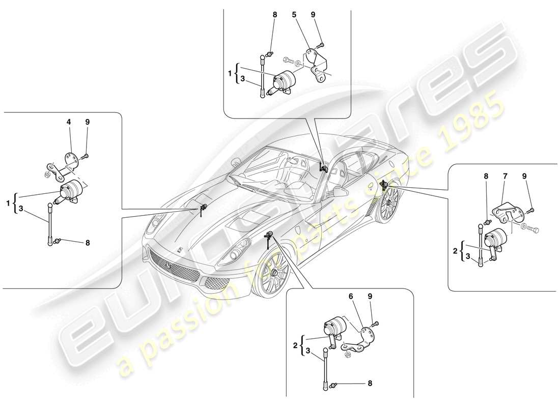 ferrari 599 gto (rhd) bewegungssensor teilediagramm