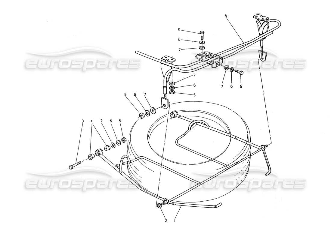 maserati 418 / 4.24v / 430 ersatzradgehäuse-teilediagramm