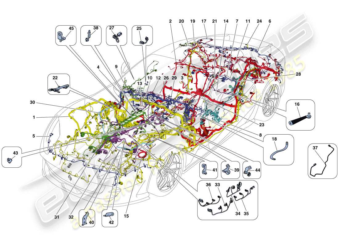 ferrari 812 superfast (usa) hauptkabelbäume teilediagramm