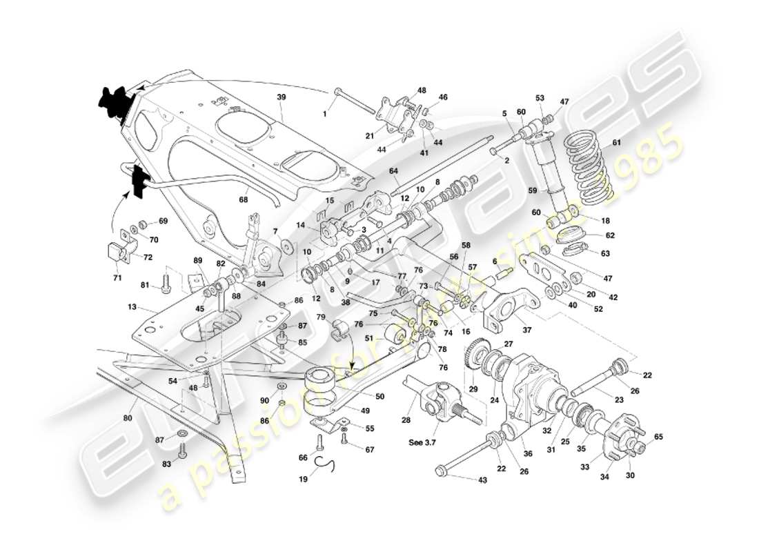aston martin db7 vantage (2004) hinterradaufhängung teilediagramm