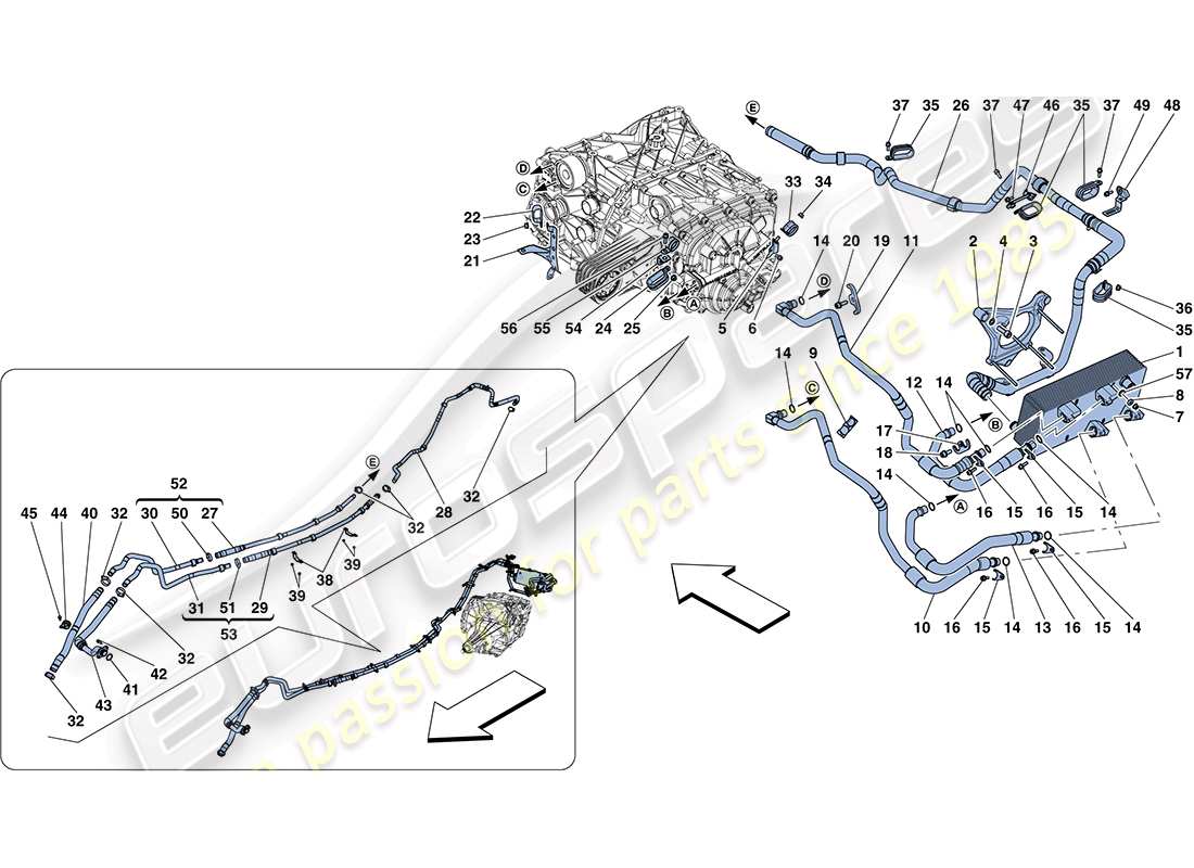 ferrari ff (usa) getriebeöl-schmierung und kühlsystem teilediagramm