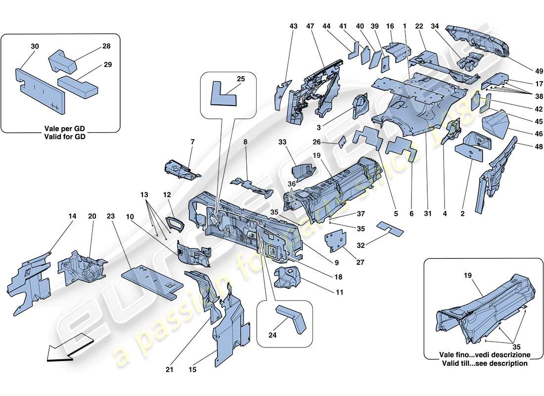 ferrari ff (usa) isolierung teilediagramm