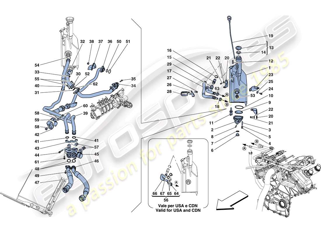 ferrari ff (usa) schmiersystem: tank ersatzteildiagramm