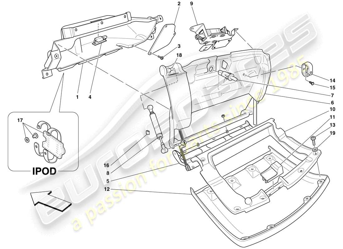ferrari f430 spider (usa) handschuhfach ersatzteildiagramm