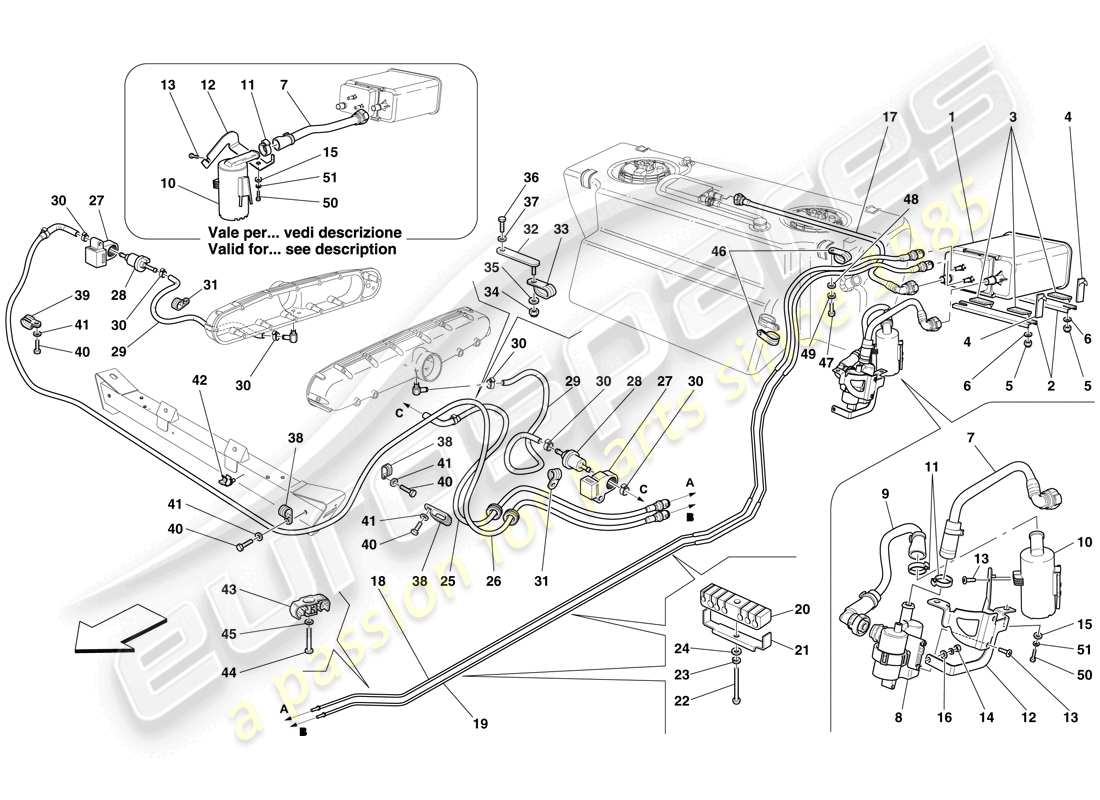 ferrari 612 scaglietti (europe) kontrollsystem für verdampfungsemissionen teilediagramm