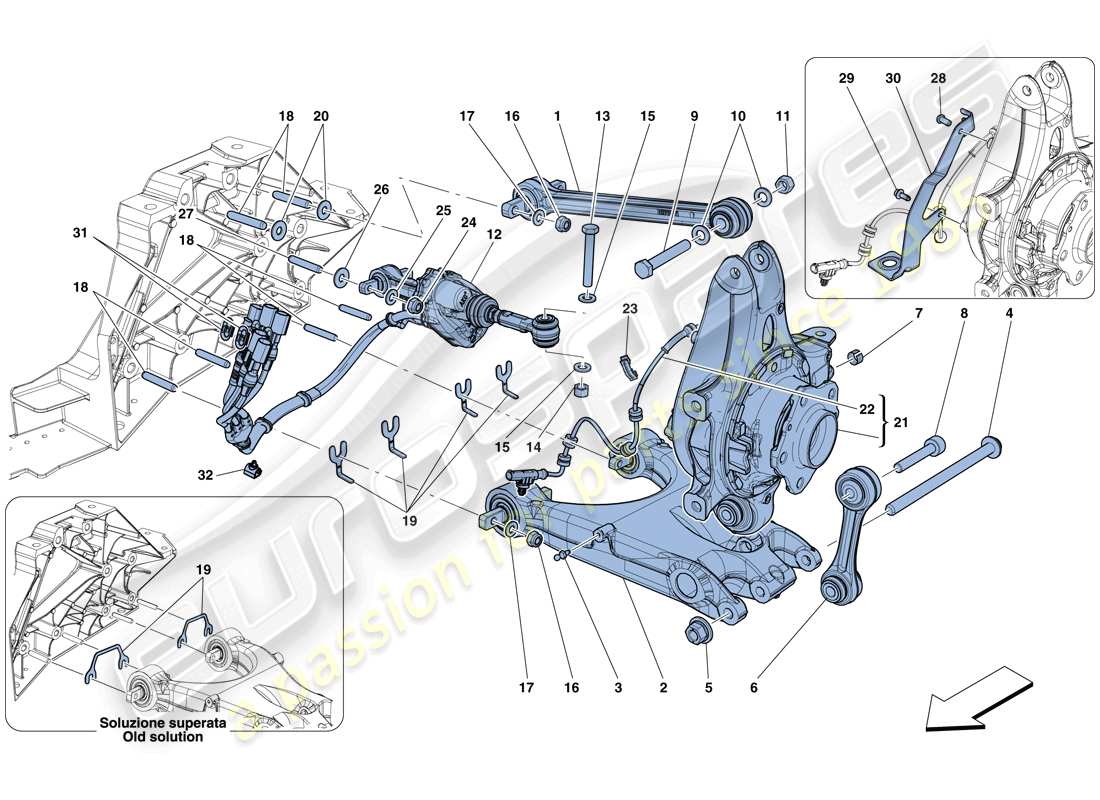 ferrari gtc4 lusso t (europe) hinterradaufhängung - armlehne ersatzteildiagramm