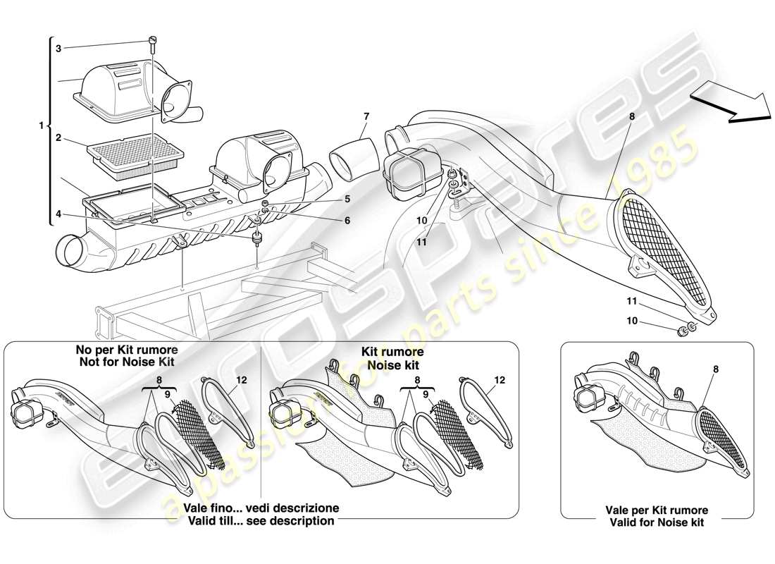 ferrari f430 spider (europe) lufteinlass teilediagramm