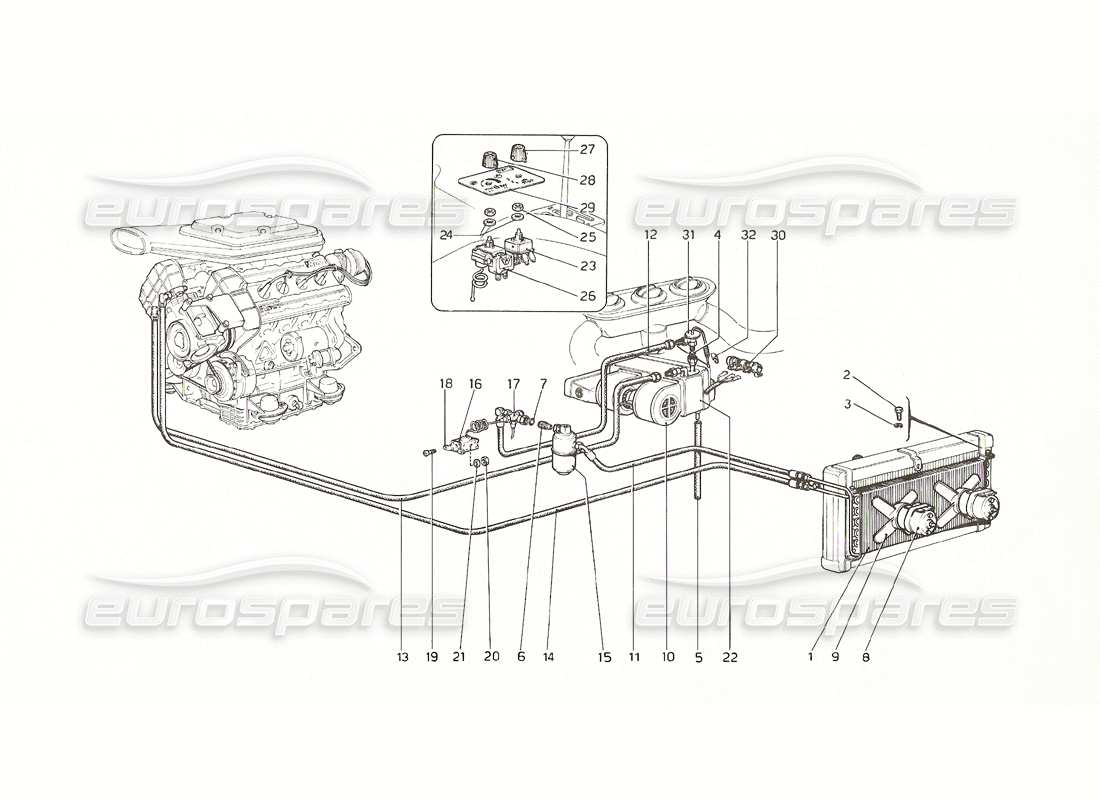 ferrari 308 gt4 dino (1976) air conditioning system (from no. 12180) part diagram