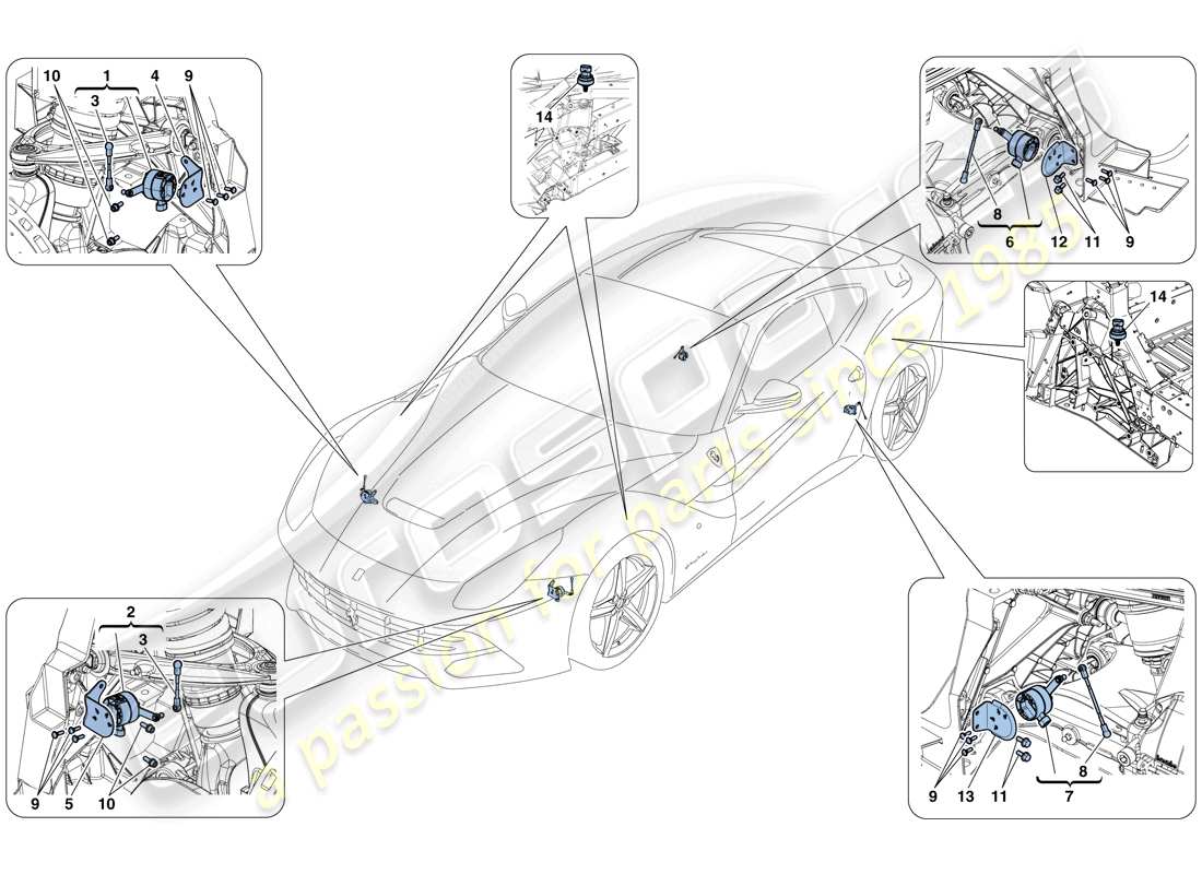ferrari f12 berlinetta (rhd) elektronisches management (federung) ersatzteildiagramm