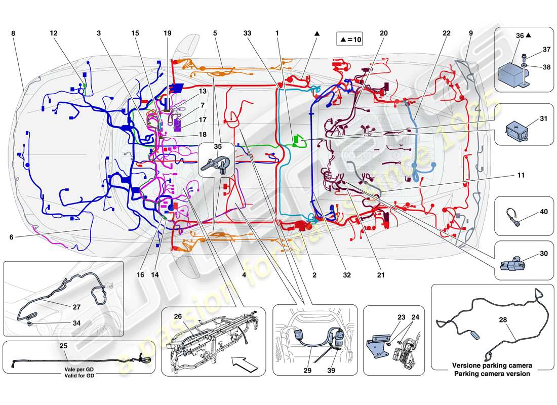 ferrari 458 italia (europe) hauptkabelbäume teilediagramm