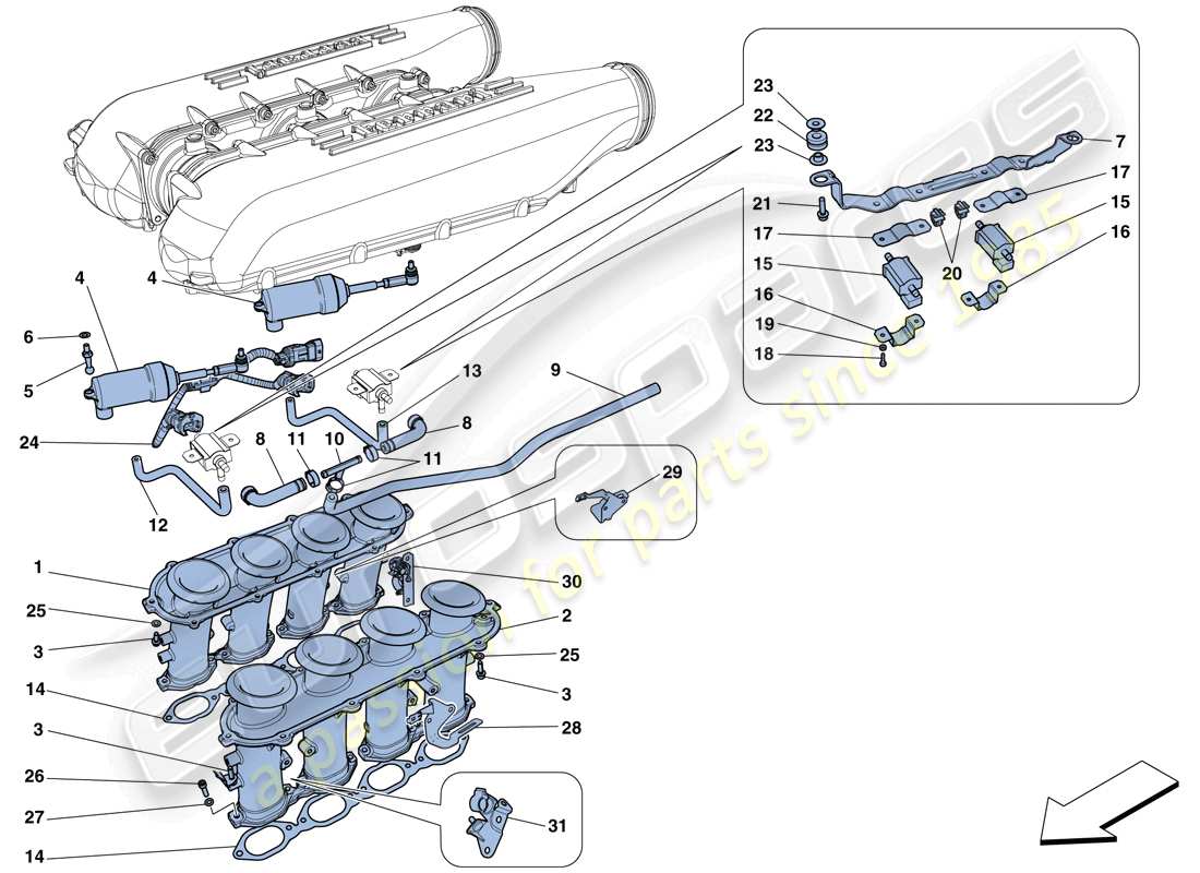 ferrari 458 italia (europe) ansaugkrümmer - teilediagramm