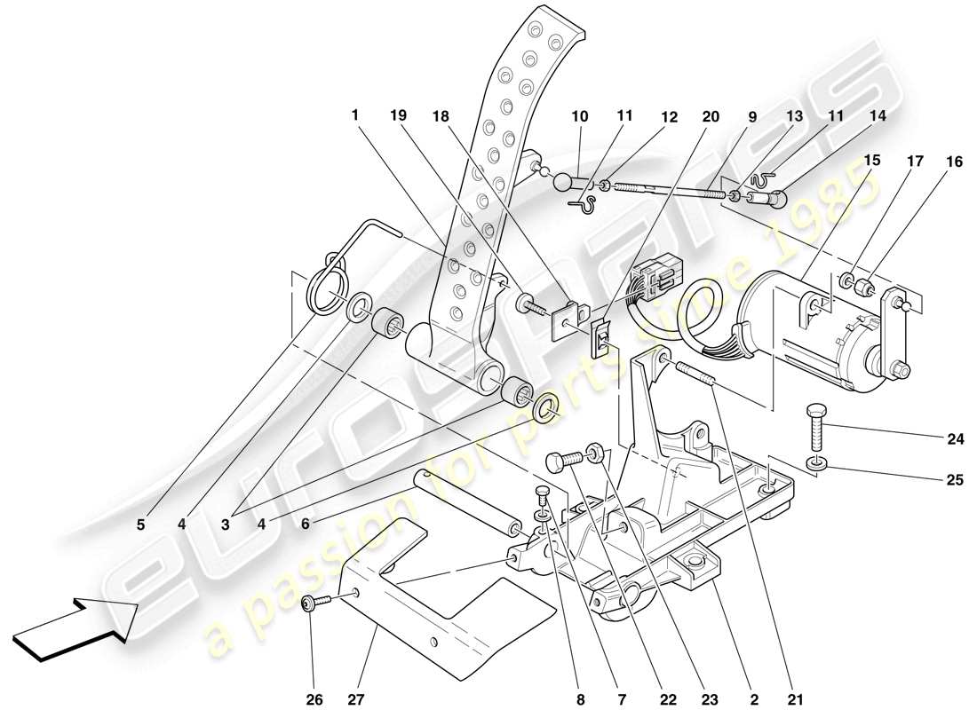 ferrari f430 scuderia (usa) elektronisches gaspedal teilediagramm