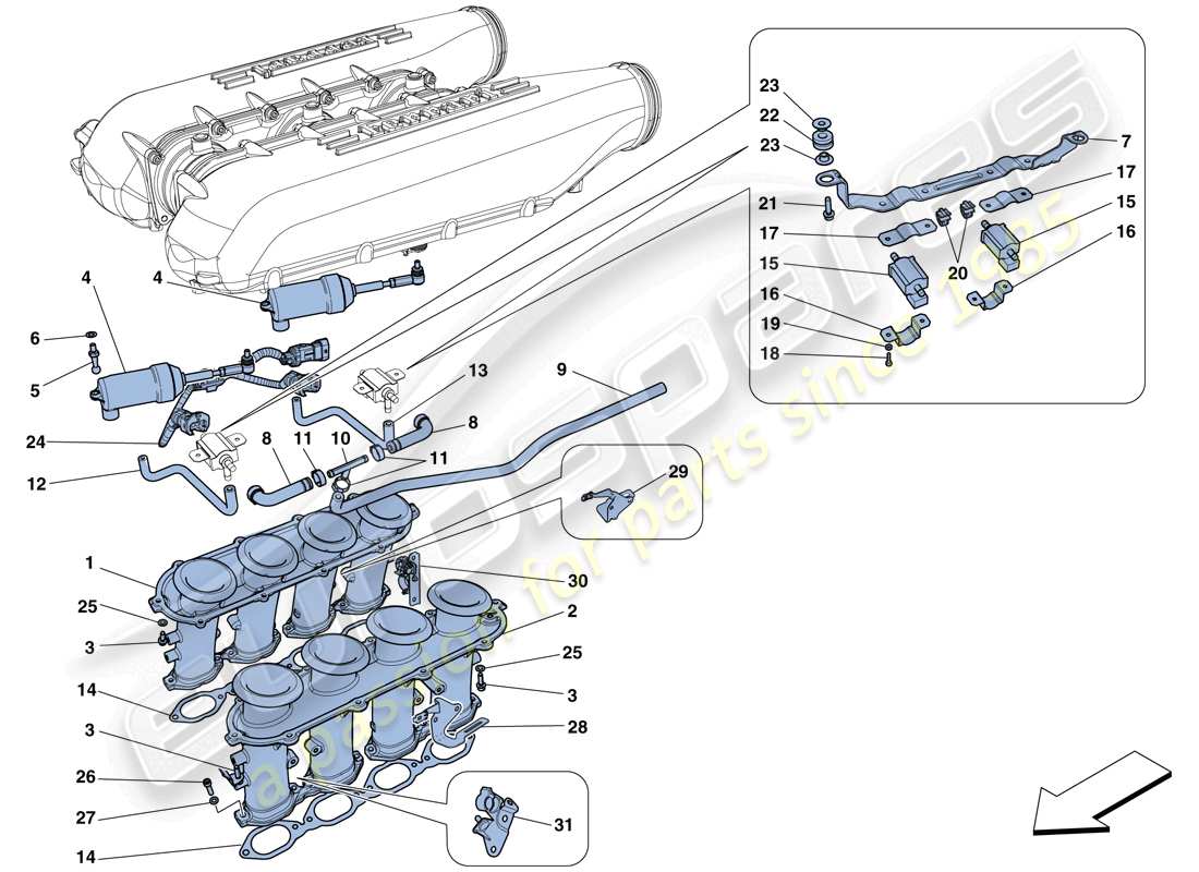 ferrari 458 spider (usa) ansaugkrümmer teilediagramm