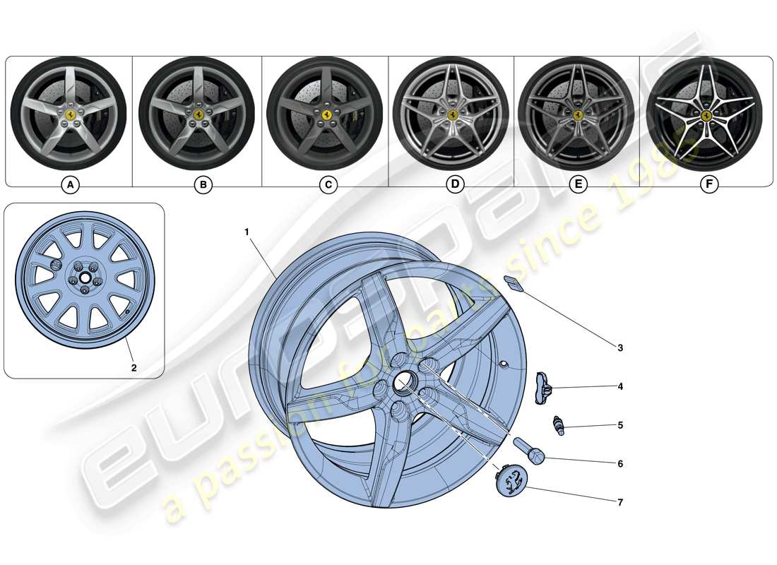 ferrari california t (rhd) räder teilediagramm