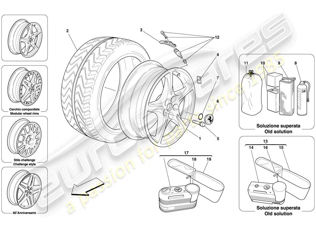 ferrari 612 scaglietti (usa) räder ersatzteildiagramm