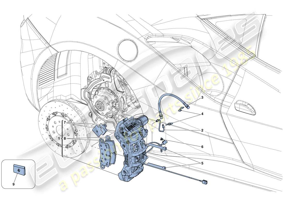 ferrari 488 gtb (europe) hintere bremssättel ersatzteildiagramm