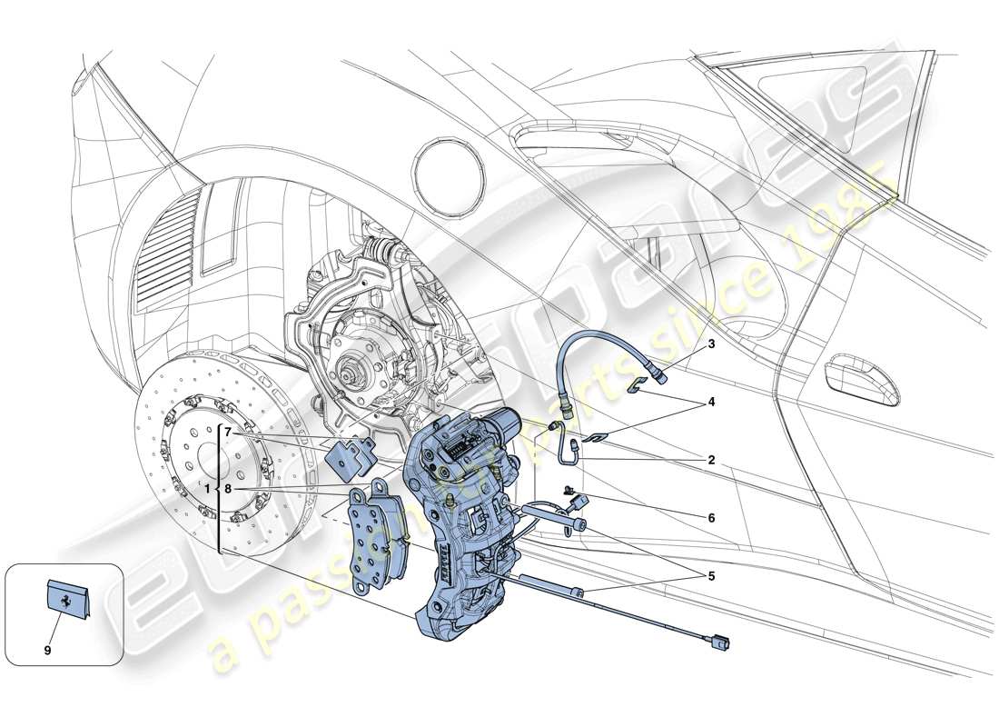 ferrari 488 gtb (europe) hintere bremssättel teilediagramm