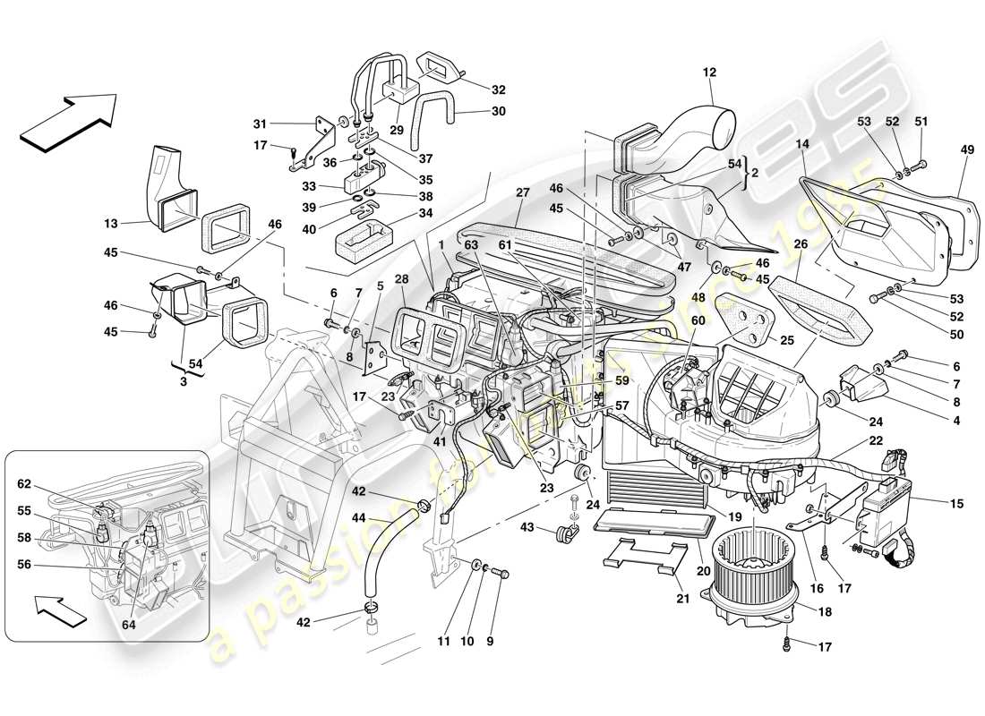 ferrari 599 gto (rhd) verdampfereinheit und steuerung teilediagramm